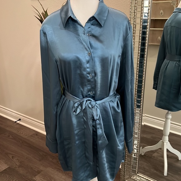 L'Academie Marta Shirt Dress in Dusty Blue - Picture 8 of 10
